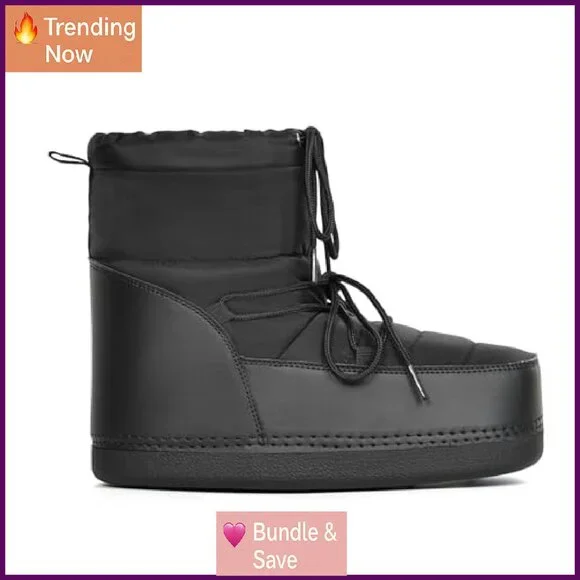 Winter Snow Boots Anti-Slip Ankle Booties Warm Lined Lace-Up Outdoor Shoes